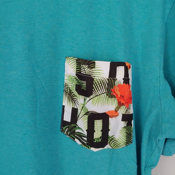 Revolution Pocket T Shirt Short Sleeve Turquoise Blue Size L - Picture 7 of 11
